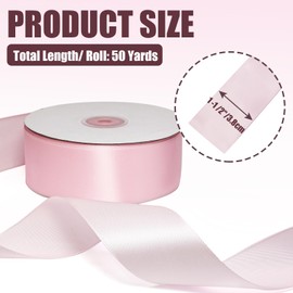 Luomorgo 1 1/2 Inch Satin Ribbon, 50 Yards Pink Satin Ribbon, Fabric Ribbon for Gift Wrapping, Flower Bouquet, DIY Craft, Sewing, Wedding, Birthday Party Decorations
