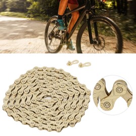 Alomejor Mountain Bike Chain with PowerLink Chain Connector for 10 Speed Adjustable Road Bicycle Replace(gold)