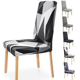 Zindoo Chair Covers, Set of 4, Large Stretch Chair Covers, Modern Geometry Pattern, Removable, Washable Chair Covers for Bedroom, Living Room, Dining Room Chairs