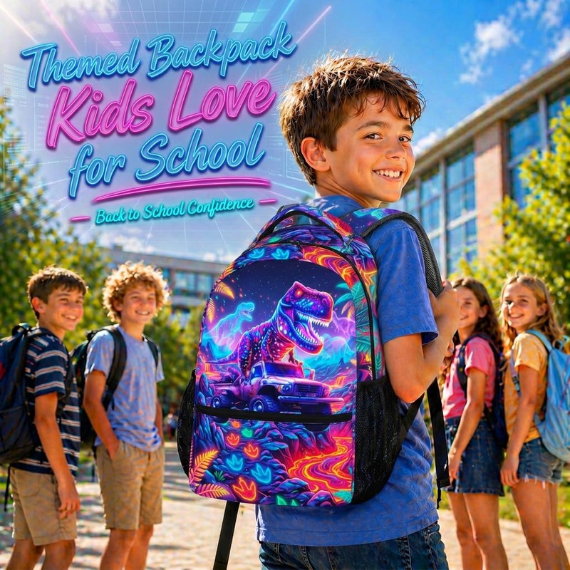 PAKKITOP Kids Boys Backpack Dinosaur Backpacks for School Casual Travel,