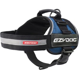 EzyDog Convert Trail-Ready Outdoor Adjustable Dog Harness - Perfect for Hiking, Walking, and Doubles as a Service Dog Vest - Superior Comfort Design with a Durable Traffic Handle (Medium, Blue)