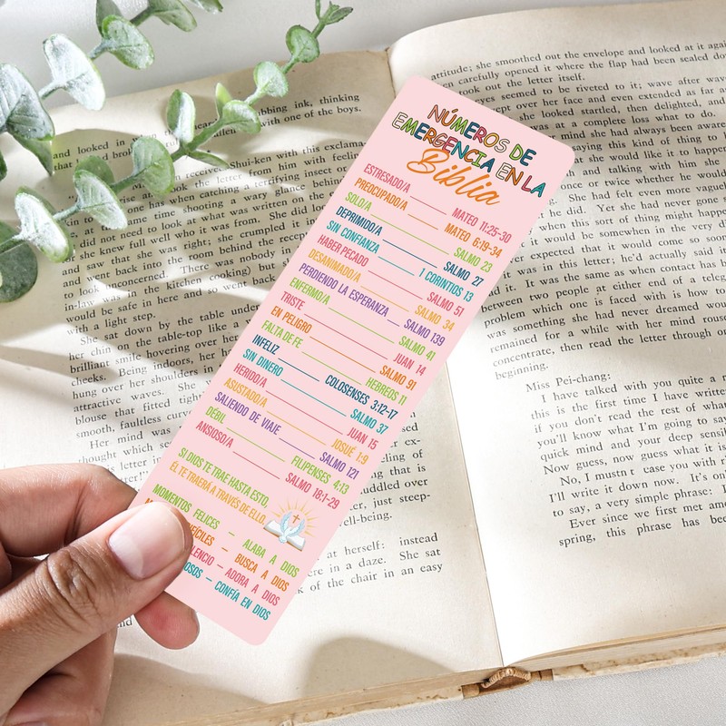 Celavoy Spanish Bible Emergency Numbers Bookmark - Paper Bookmarks Bulk