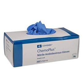 Covidien CT5071G ChemoPlus Nitrile Ambidextrous Gloves, 8 mil Thick, Small (Pack of 100)