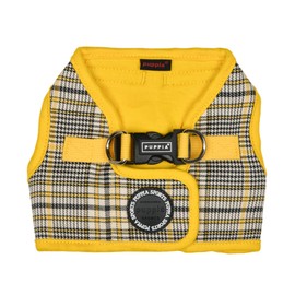 Puppia Lucas Dog Vest Harness B (Step-in) Fashionable Checkered Pattern Spring Summer Harness for Small and Medium Dogs, Yellow, X-Large