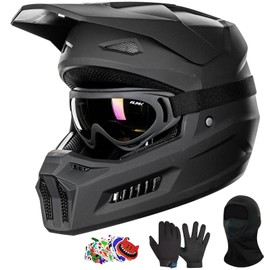 ILM Youth Dirt Bike Helmets with stickers Kids ATV Helmet Motocross BMX Off Road Motorbike with Goggles Gloves Mask DOT Model MT601Y-Stickers (Youth-XLarge, Matte Black)
