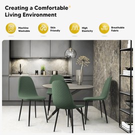 BalladHome Chair Covers, Pack of 4, Universal Stretch Chair Covers, Jacquard Covers for Chairs, Removable, Washable, Dining Room Chairs Cover for Kitchen Chairs, Hotel, Banquet (Green, Pack of 4)-KL