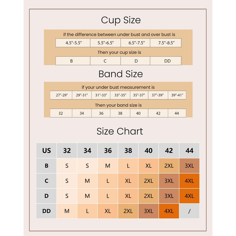 HORISUN Wireless Push Up Bras Comfortable Seamless Supportive Bras(Coffee L)
