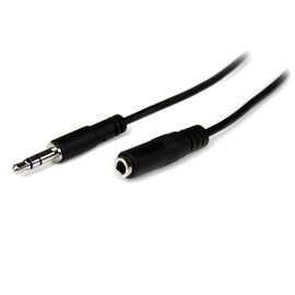 StarTech.com 2m Slim 3.5mm Stereo Extension Audio Cable - Male / Female - Headphone Audio Extension Cable Cord - 2x Mini Jack 3.5mm - 2 m (MU2MMFS) Black