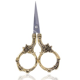 Embroidery Scissors, Vintage Scissors 9 cm Stainless Steel Dressmaking Scissors, Sewing Scissors, Antique Cross Stitch Tailor Scissors, Embroidery Cutter Scissors, Gold Sharp Point Sewing Scissors for