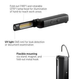 Ledlenser W7R Work, Foldout Rotatable, UV, Portable LED Light, Magnet and Hook, Bright Torch, 500 lumens, Workshop Tools, Work Torch, Inspection Hand Tools, USB Light, USB Lamp, LED Light, LED Lamp