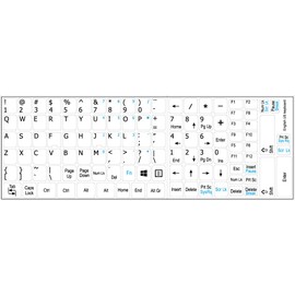 4Keyboard English US Non-Transparent Keyboard Decals with Additional Keys White Background