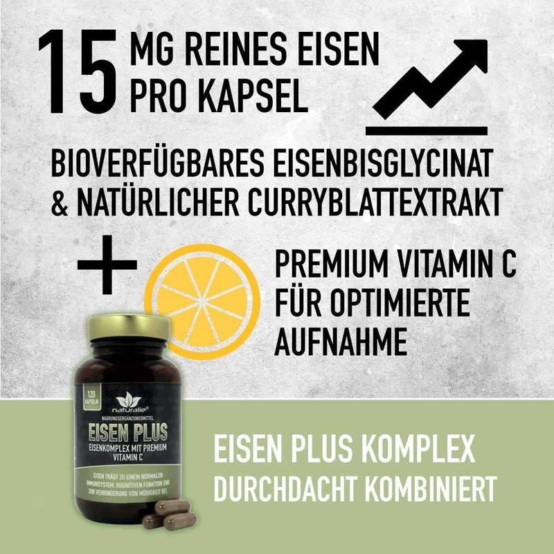 naturalie® Iron Plus Complex Capsules, 15 mg Iron, Optimised Bioavailability
