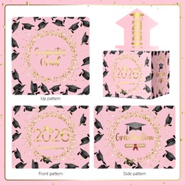 ysmile 2026 Graduation Money Box for Cash Gift, Congrats Grad Surprise Cash Pull Out Box Money Holder for Boy Girl - Pink Gold
