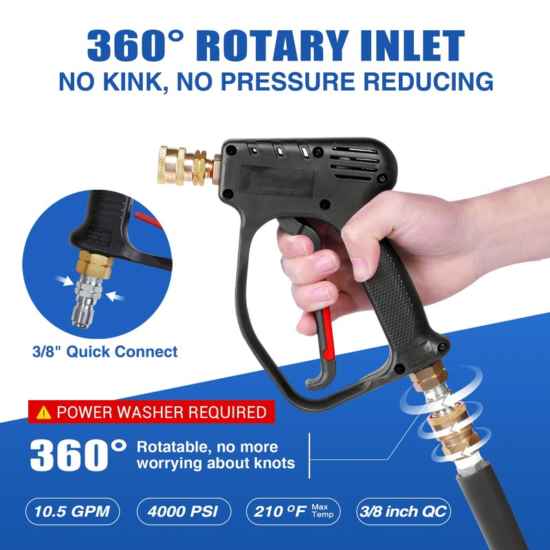 MEKOH Short Pressure Washer Gun, 4000 PSI High Power Washer