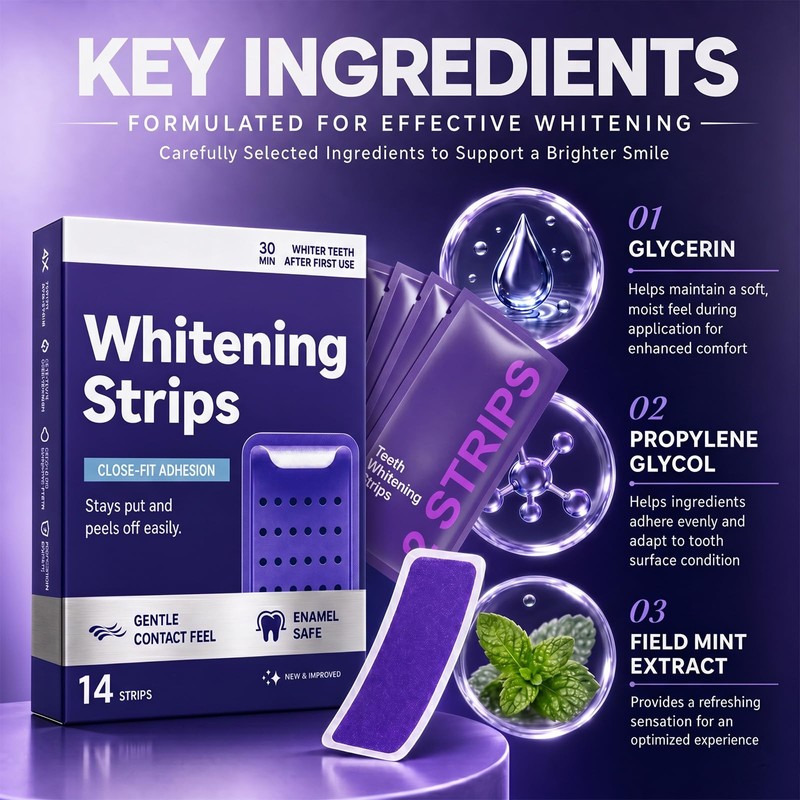 Teeth Whitening Strips for Sensitive Teeth, Professional Strength Whitener, Enamel