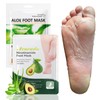 2 Paar Fußmaske, Feuchtigkeitsspendende Fussmaske, Socken Fußmaske für Trockene und Rissige Füße, Sanft Fußpflege für Männer& Frauen Geeignet (Aloe Vera + Avocado)