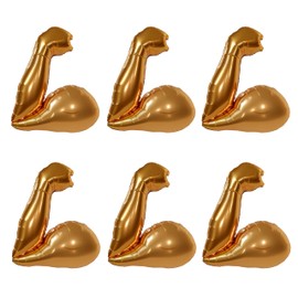 6Pcs Gold Bicep Foil Balloons Set for Gym Opening & Bodybuilding Celebration