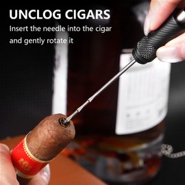 KEENSUN Precision Cigar Draw Enhancer with Measurement Scale, Marked Needle Cigar Poker Tool for Smooth & Controlled Draw