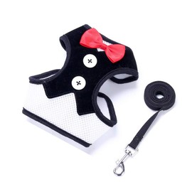 Oyccen Puppy Harness Leash Set for Small Dog Cat Bowtie Wedding Suit Clothes Adjustable Pet Vest Harness