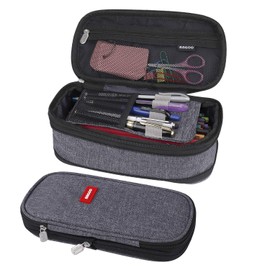 Pencil Case Large Capacity Pencil Case Makeup Bag Stationery Organiser for Student School Office Grey