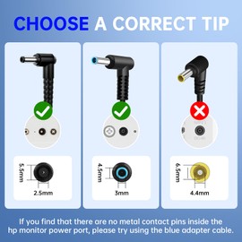 for HP Monitor Power Cord 27" 25" 23.8" 23" 21.5" 20" 19V Power Supply for HP Monitor 27f 24f 22cwa 24m 23er 23es 27eb 32f vh240a 24ea 27 25vx 27es ADPC1945 IPS LED Backlit Full HD Display