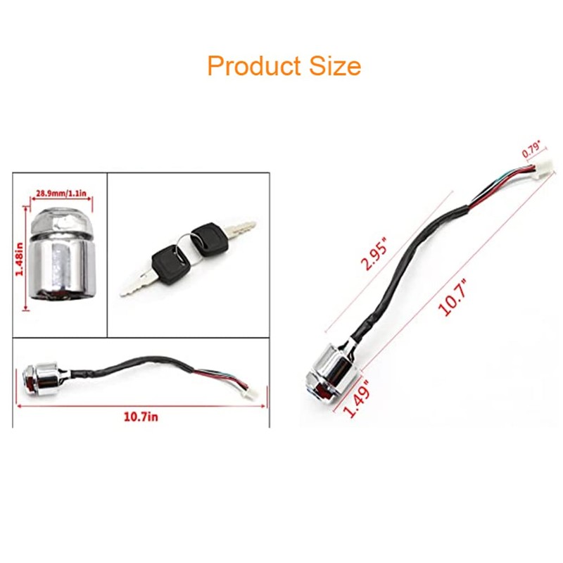 NBVLKH 4 Wire Pin Key Ignition Switch for Go Karts,