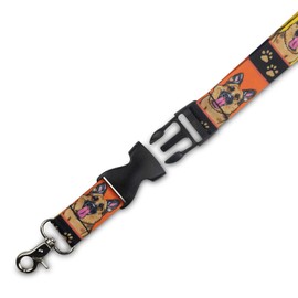 Limeloot German Shepherd Dog Lanyard | 1" Wide Breakaway Lanyard with Release Buckle and Flat Ring