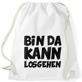 MoonWorks Funny Gym Bag with Saying Bin da kann losgehen