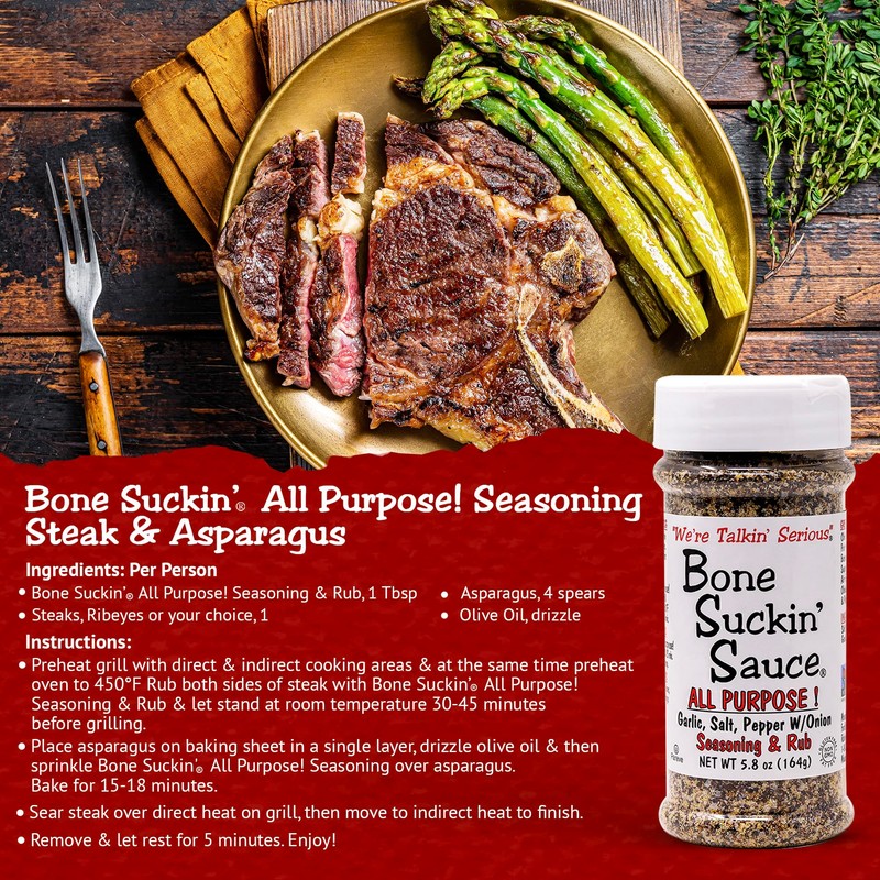 Bone Suckin' All Purpose Seasoning & Rub, Zero Calorie, Sugar