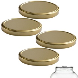 mikken Twist-Off Replacement Lid for Large Jars, 100/10.3 cm, Pack of 4, Gold