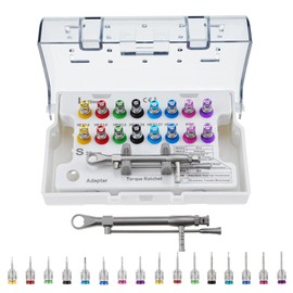 Dental Implant Torque Wrench Set with Torque Adjustable Ratchet Screwdrivers 16pcs, Fully Autoclavable,10-70Ncm, Secure/Disassemble Implant Restorations