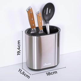 Vileda Kitchen Organiser Stainless Steel - Container for Storage of Cooking Utensils - Kitchen Utensil Holder - Utensil Holder Cooking Spoon Stand - Utensil Container Kitchen