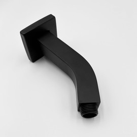 Square Shower Arm with Flange, Matte Black, Rain Shower Head Arm, Stainless Steel, 1/2 NPT Wall Mount Shower Extension Arm