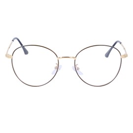 Computer glasses anti-blue light without strength anti-fatigue UV protection retro round metal frame glasses frame with glasses case -