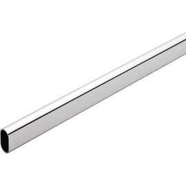 Closet Rod Kit - Oval Rod, 92 inch (2337mm) long with 6 end caps and center support. (Chrome)