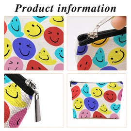 FATHER.SON Smile Face Makeup Bag, Cosmetic Bags for Women Girls, Large Capacity Linen Aesthetic Organizer Bag Zipper Pouch for Toiletry Travel (#4 smile)