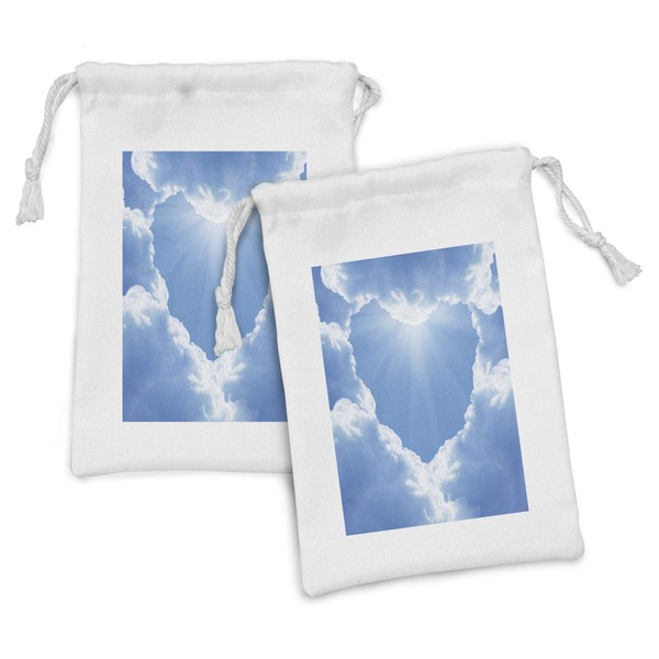 Lunarable Landscape Fabric Pouch Set of 2, Heart Shaped Fluffy