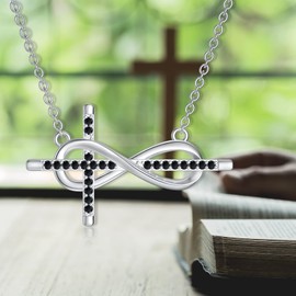Seiyang Cross Pendant Choker Necklace 925 Sterling Silver Infinity cross necklace Pendant Religious Jewelry Christian Baptism Gift