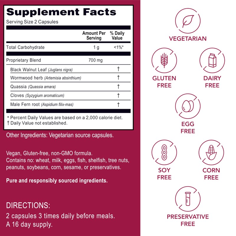 Kroeger Herb Products, Wormwood Herb Supplement Kit, Black Walnut, Clove,