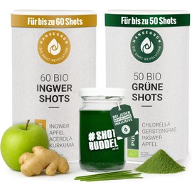 Immune Arm Set (110 Shots) - Organic Shots with Ginger & Greens - Vegan Superfood Powder for Immune System¹, Gut Health² & Against Fatigue³ - 100% Real Ingredients for Daily Preparation