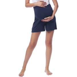 Amorbella Womens Maternity Yoga Shorts Pregnancy Shorts Lounge Wear Pants(Navy Blue,Small)