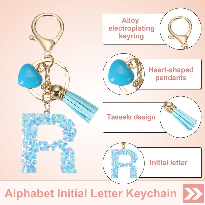 PATIKIL Alphabet Initial Letter Keychain, Resin Cute Keychains with Tassel