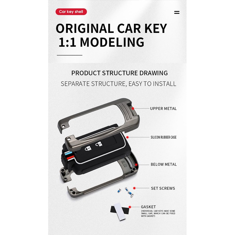 ontto Zinc Alloy Car Key fob Cover case Fit for