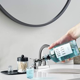 Dispensador de Enjuague bucal de Vidrio para baño con Tazas, Botella de Enjuague bucal Estilo con Soporte Qtip, Botella de Vidrio dispensador de Enjua