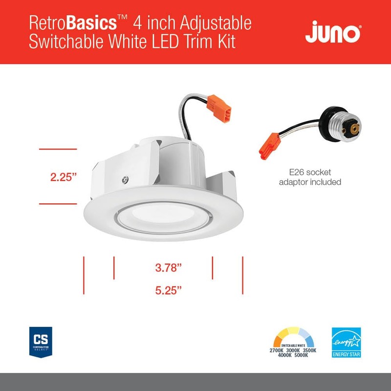Juno RB4A SWW5 MW M6 RetroBasics Adjustable LED Downlight Trim