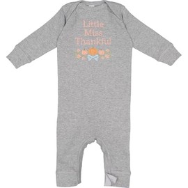 inktastic Little Miss Thankful Thanksgiving Pumpkin Floral Design Baby Romper Coveralls 12 Months Heather 465b0