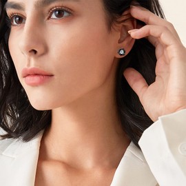 Black Rose Flower Stud Earrings for Sterling Silver with Gold Plated Hypoallergenic Jewelry Cubic Zirconia Studs Earring, Birthday Gifts for Women