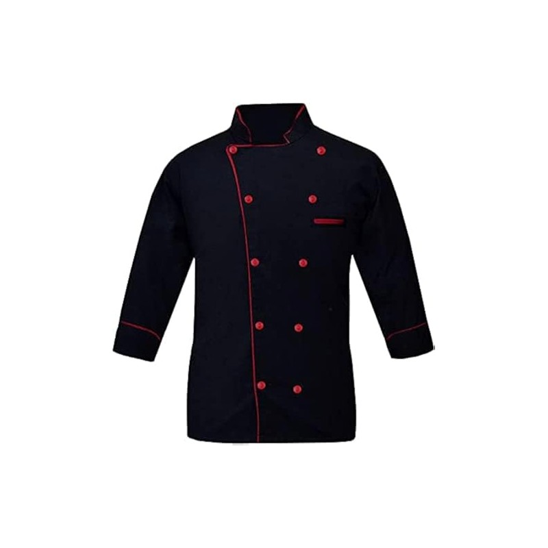 New Executive Contrast Piping Men's Chef Coat Unisex Chef'Jacket With