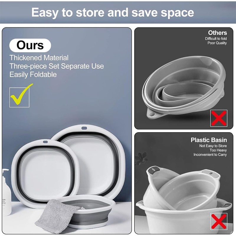 ZKGYUS Foldable Sink, Portable Dish Tray, Multi-Purpose Portable Washing Bowl,