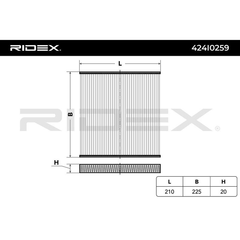 RIDEX Cabin Air Filter 424I0259 Micra IV (K13) Note (E12)
